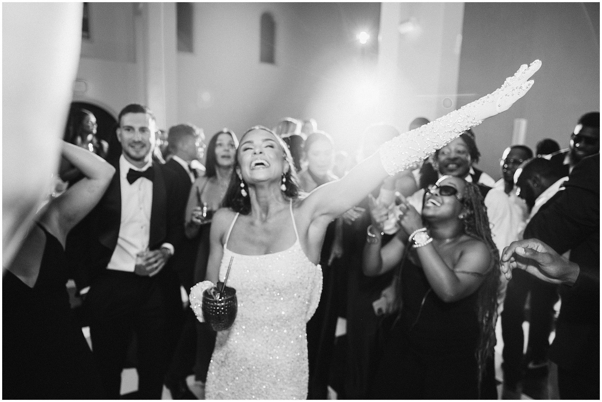 reception party photos of bride on her wedding day at knotting hill