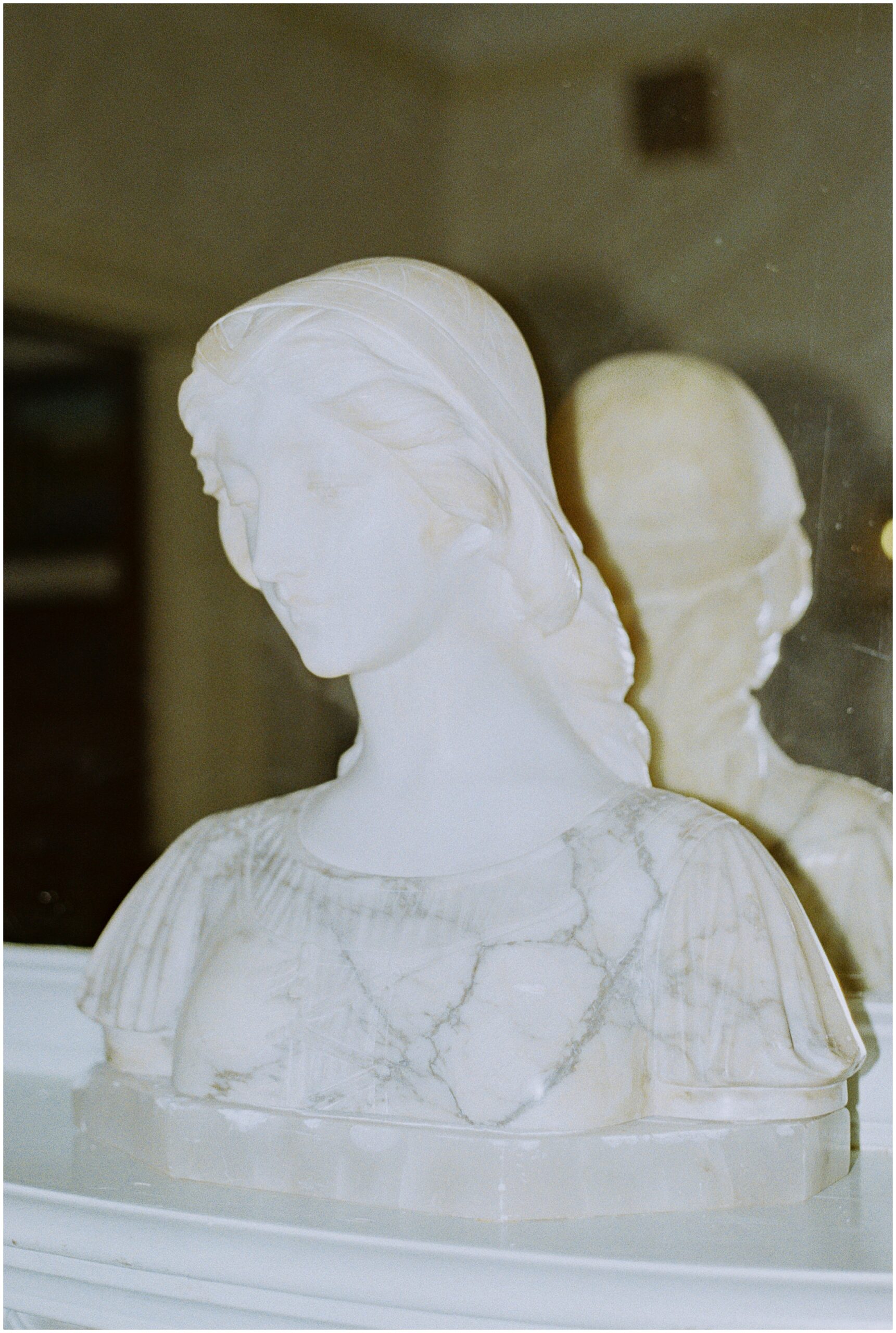 marble statue head at alexander mansion in dallas