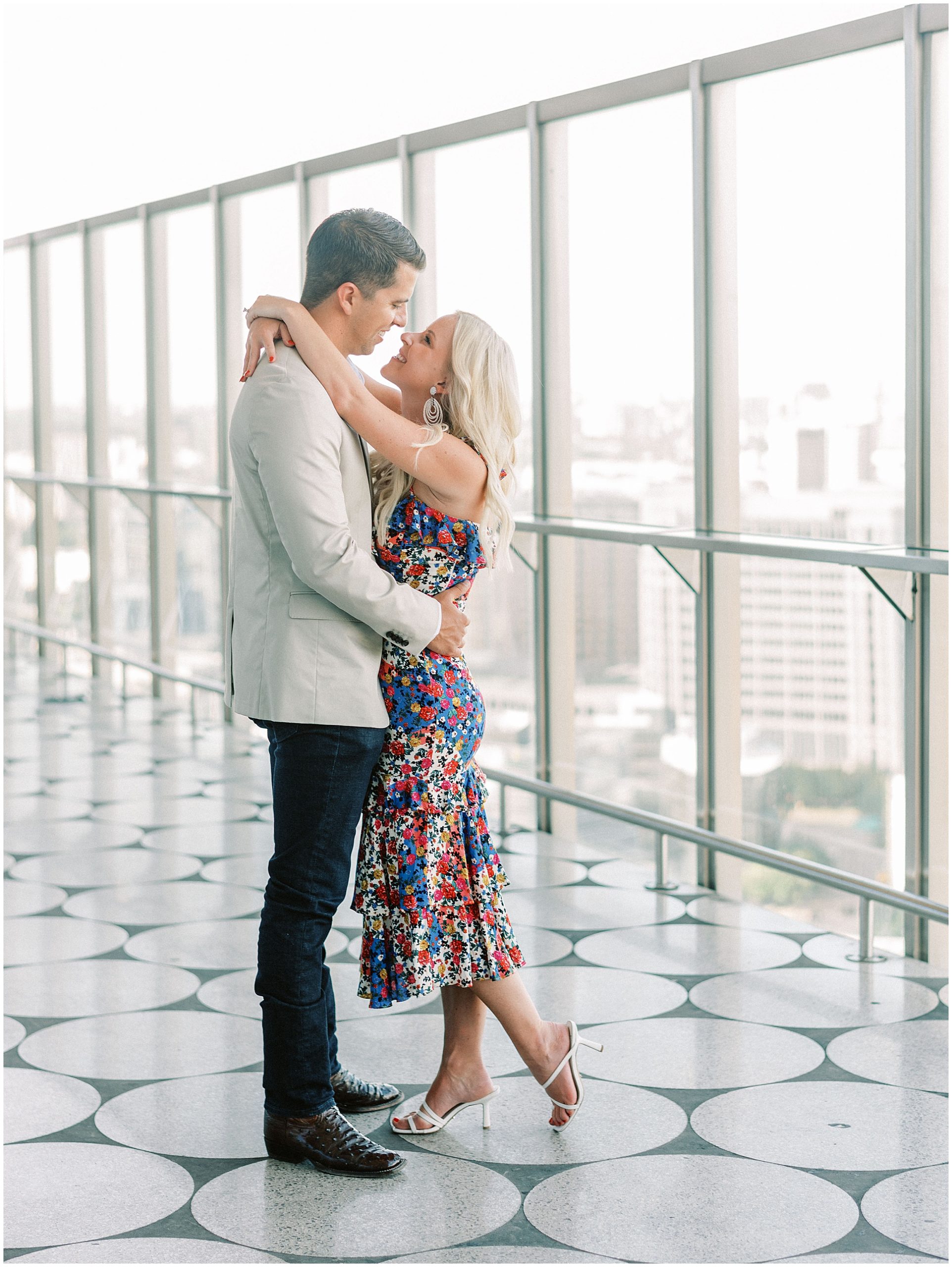 proposal at W hotel with dallas skyline view