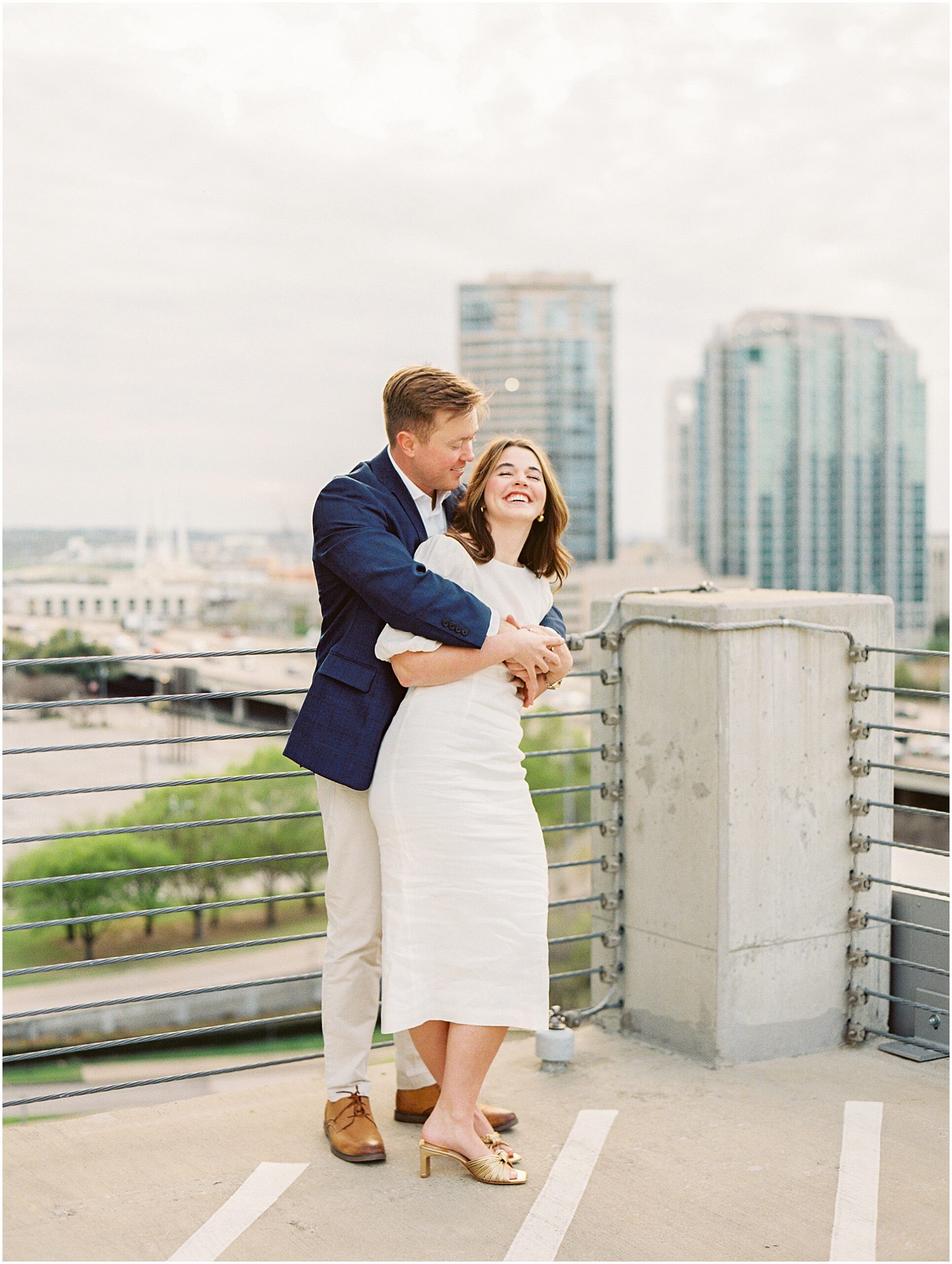 Love on the Rooftop: Catherine and Jack's Cityscape Embrace in Dallas